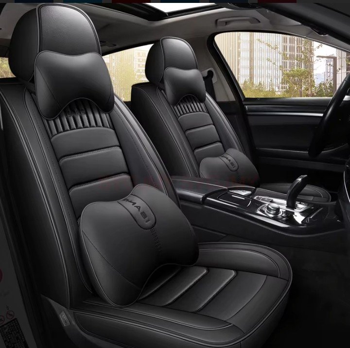 Universal Pure leather Car Seat Cover - pure black